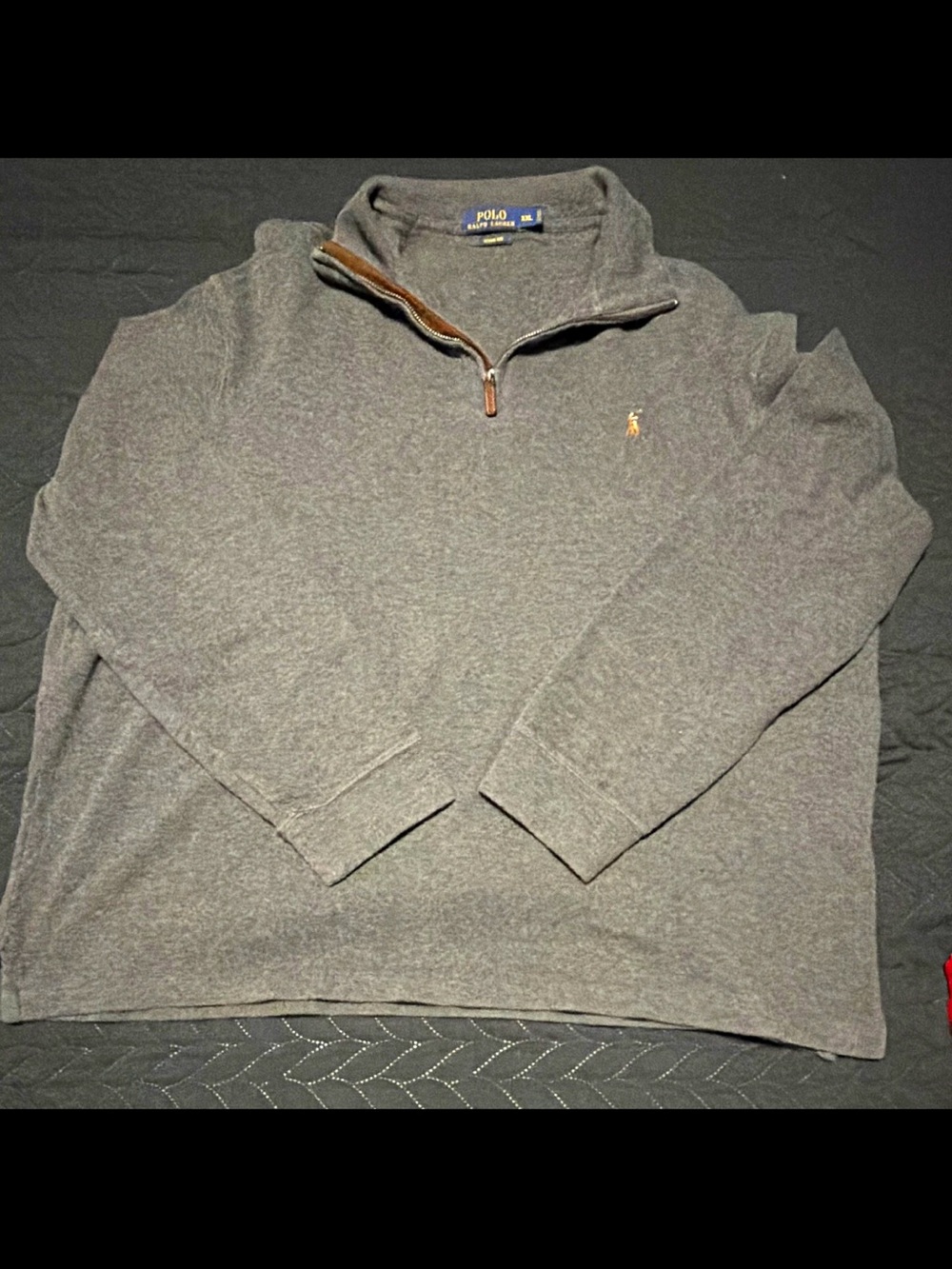 Ralph Lauren Men's Heather Gray Half-Zip Sweater with Pony Logo